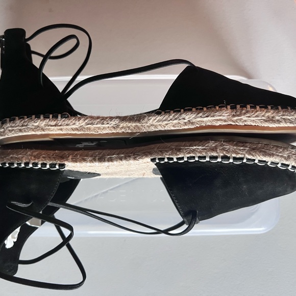 Eileen Fisher Lace-up Espadrilles. Size 7 Nubuck Black Suede . Rear zipper - Picture 7 of 12